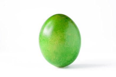 Close up of a green easter egg